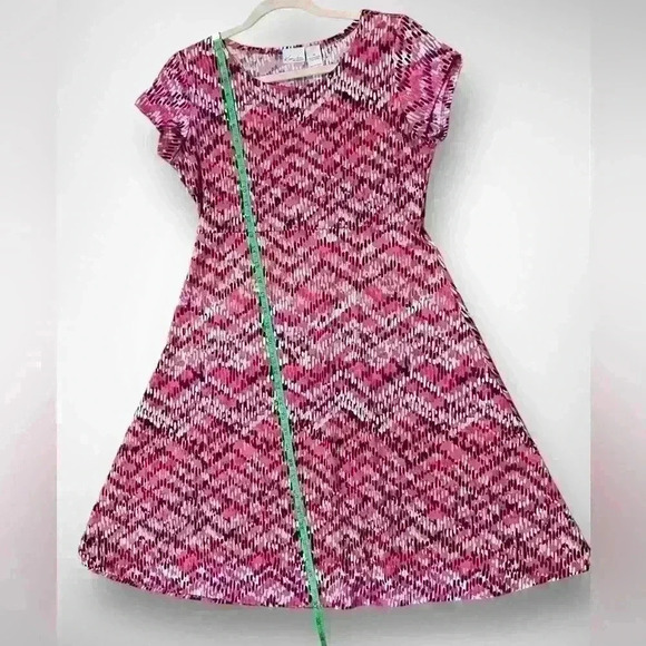 Kim Rogers A Line Womens Petite Small Dress Pink Black and White Aztec Graphics - Picture 6 of 7